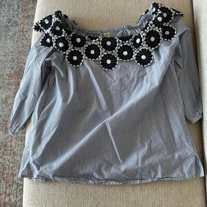 Loft off the shoulder top, size small, blue